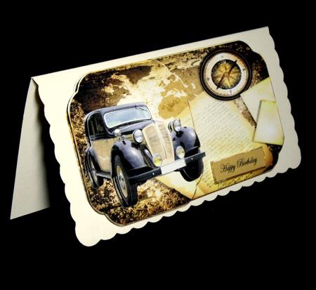 Vintage Travel Dl Card Front with Topper by Dianne Jackson