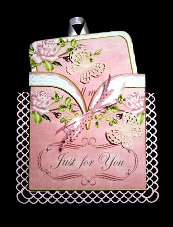 Pink Roses Just for You Vintage Pocket Pull Card Kit by Dianne Jackson