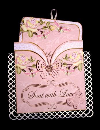 Pink Butterfly Sent with Love Vintage Pocket Pull Card Kit by Dianne Jackson
