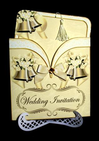 Cream Bells Wedding Invitation Vintage Pocket Pull Card Kit by Dianne Jackson