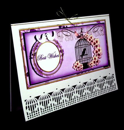 Lilac Birdcage Best Wishes Dl Decoupage Topper by Dianne Jackson