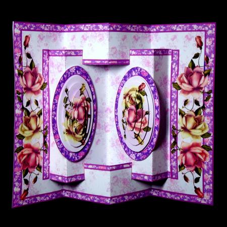3D Double Concertina Pop-out "roses on Floral Background" by Dianne Jackson