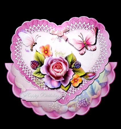 Roses in My Garden Heart Shaped Scallop Wobble Card Mini-kit by Dianne Jackson