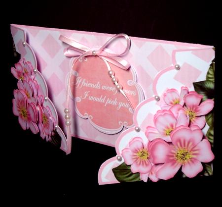 Pink Blossom If Friends Were -  3D Fancy Lattice Card Kit by Dianne Jackson