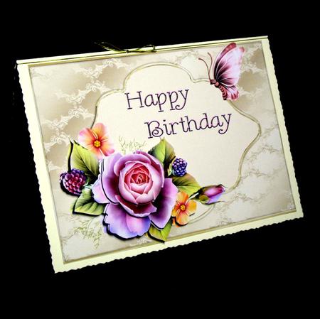 Birthday English Rose Card Front by Dianne Jackson