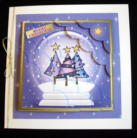 8 x 8 Funky Xmas Trees Snowglobe Kit with Scalloped Corners by Dianne Jackson