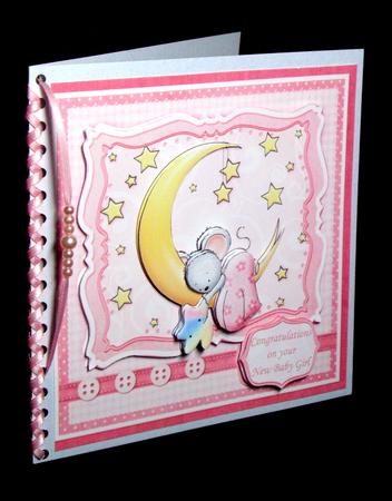 Little Mouse on the Moon New Baby Girl Decoupage by Dianne Jackson