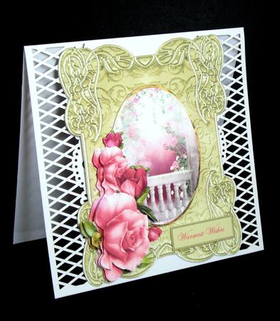 Rose Garden Card Front with Topper and Decoupage by Dianne Jackson
