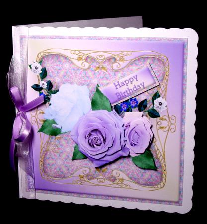 Lilac and White Roses Birthday or Get Well Card by Dianne Jackson