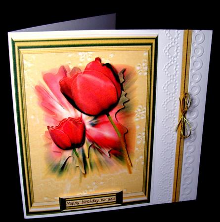 My Red Tulip, in Gold Frame by Dianne Jackson