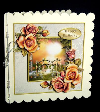 Golden Roses and Bridge Card Front by Dianne Jackson