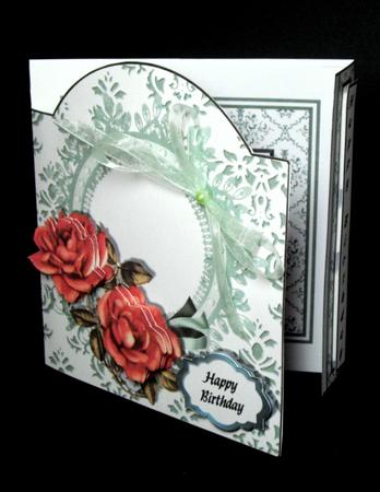 Vintage Red Roses Quick Fold Card with Bookmark by Dianne Jackson