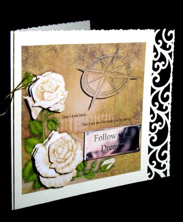 Soft Cream Rose & Compass Card Topper by Dianne Jackson