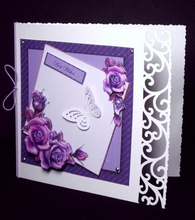 Elegant Dark Purple Rose Card Topper by Dianne Jackson