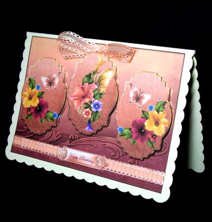 Petunia Floral Panel Card with Toppers by Dianne Jackson
