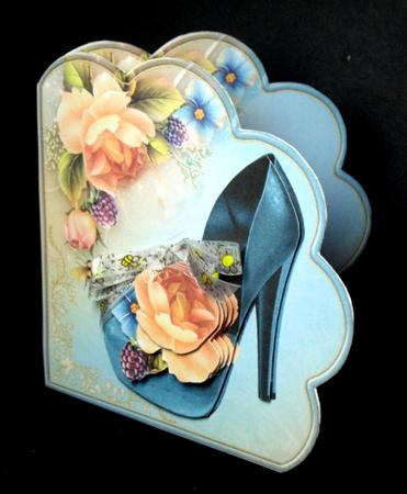 Shaped Card with English Roses and Shoe Mini Kit by Dianne Jackson
