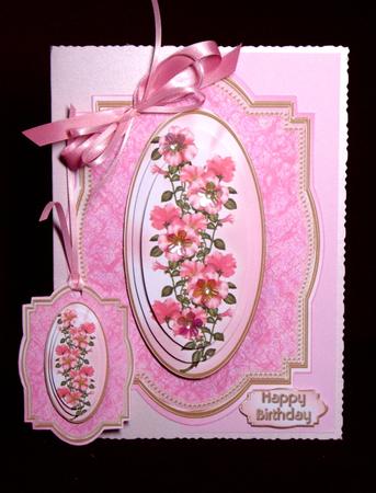 Pink Petunias Fancy Shaped Card Front by Dianne Jackson