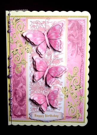 Stunning Pink Butterflys on a Pink Lace Plaque by Dianne Jackson