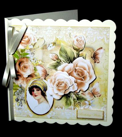 Vintage Beauty Cameo, Lady in Lemon Victorian Hat with Decou by Dianne Jackson