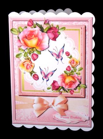Beautiful Pink Rose on a White Lace Mat by Dianne Jackson