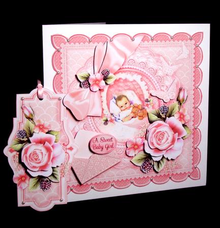 Pink is for a Girl with Roses 8in x 8in Decoupage Kit by Dianne Jackson