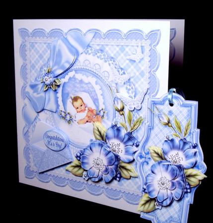 Blue is for a Boy with Anemones 8in x 8in Decoupage Kit by Dianne Jackson