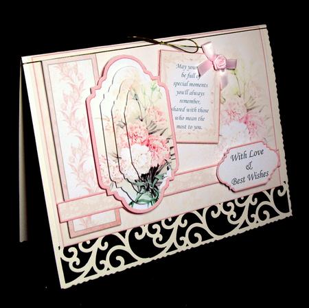 Vintage Peach Carnations Card Topper & Pyramage by Dianne Jackson