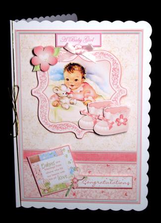 New Baby Girl & Bootees Vintage Decoupage by Dianne Jackson