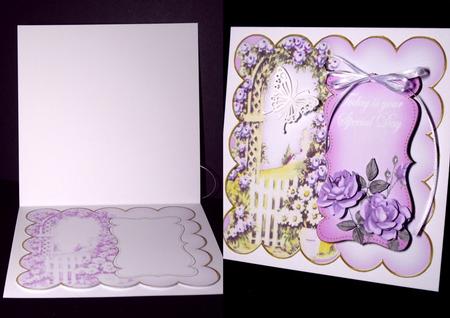 Purple Rose Arch Plain 8in Scallop Insert Panel by Dianne Jackson