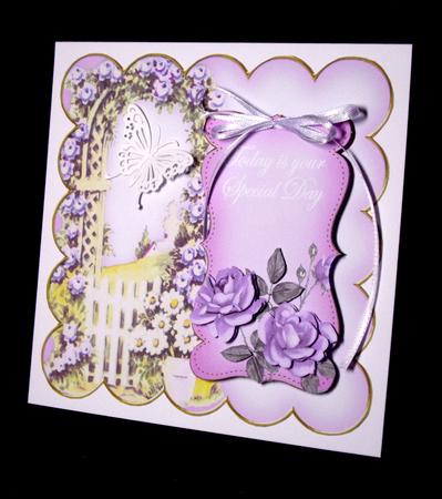 Lilac Rose Arch Special Day 8in Scallop Topper by Dianne Jackson