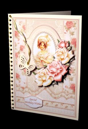 Vintage Lady in Peach Bonnet Card Topper & Decoupage by Dianne Jackson