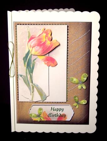 Butterfly Tulip Orange Card Topper by Dianne Jackson