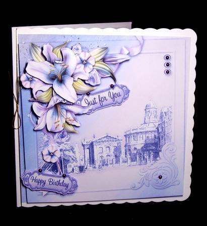 Lilac Lilies and Old Buildings 8in x 8in Decoupage Kit by Dianne Jackson