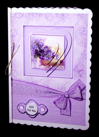 Lilac Heart Pyramid Card Front by Dianne Jackson