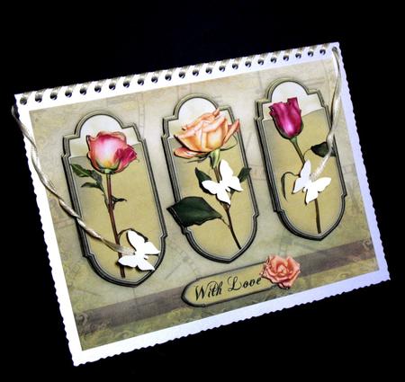 Roses Triptych Panels A5 Card Front - Olive Green by Dianne Jackson
