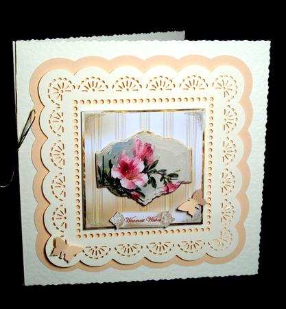 Pink Flower Card Front with a Topper and Pyramid Layers by Dianne Jackson