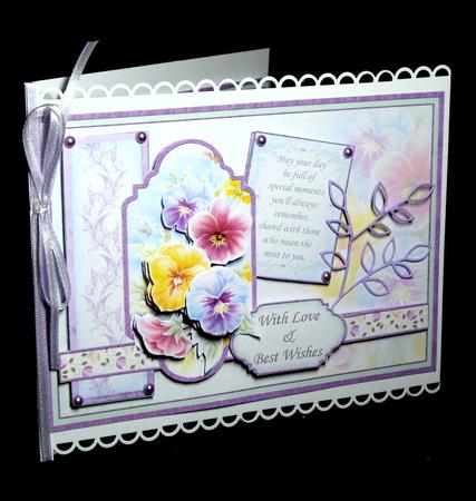 Vintage Pansies Birthday Card Topper & Decoupage by Dianne Jackson
