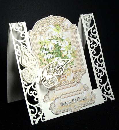 White Day Lilies on a Cream Background Pyramage Topper by Dianne Jackson