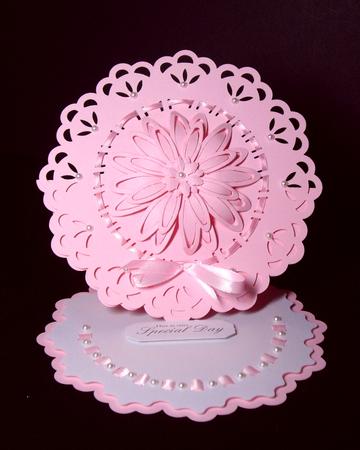 Round Circle Easel Card F1 with Ribbon Weaving and 2 Boxes by Dianne Jackson