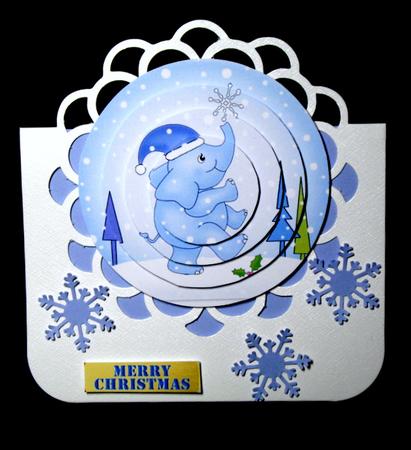 Baby Elephant Snowglobe Circle Pyramage Topper by Dianne Jackson