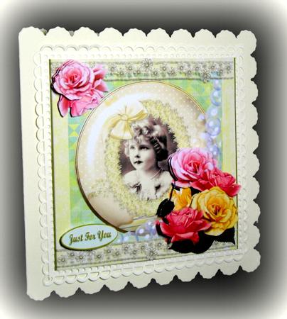 Roses & Vintage Little Girl Card Topper & Decoupage by Dianne Jackson