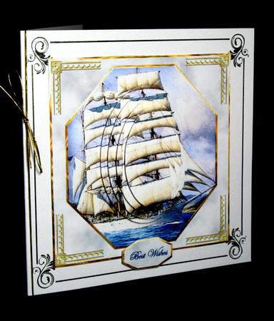Sailing Boat Octagon Shaped Card Front with Pyramid Layers by Dianne Jackson