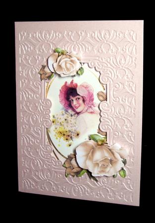 Vintage Bonnet Girl Card with Decoupage by Dianne Jackson