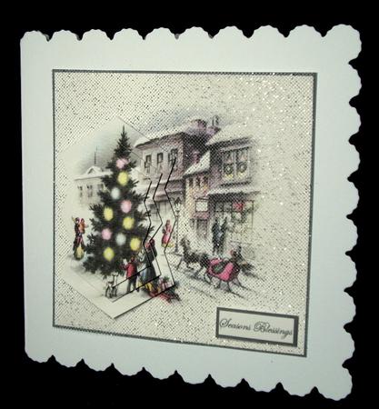 Village Christmas Tree Card Front with Pyramid Layers by Dianne Jackson