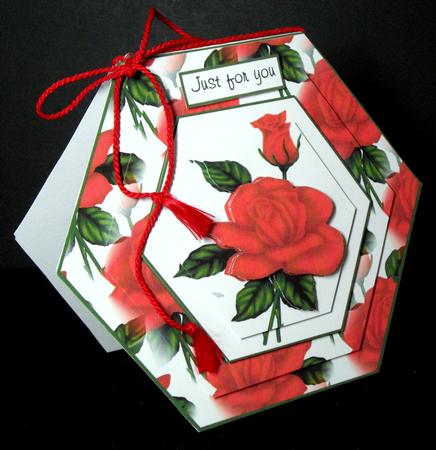 Hexagonal Card Front with Rose by Dianne Jackson