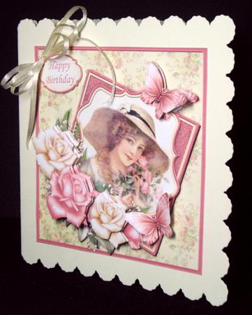 Vintage Lady in Hat & Pink Roses Decoupage by Dianne Jackson