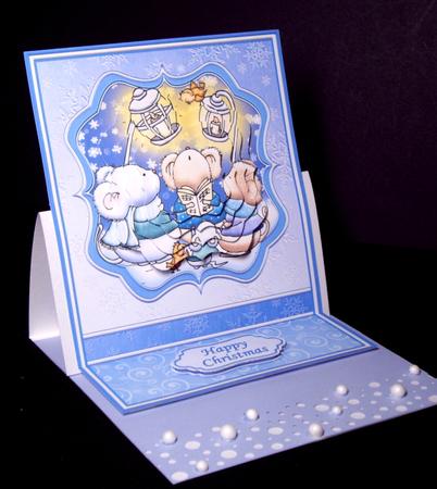 Christmas Merry Mice Carollers Card Topper & Pyramage by Dianne Jackson