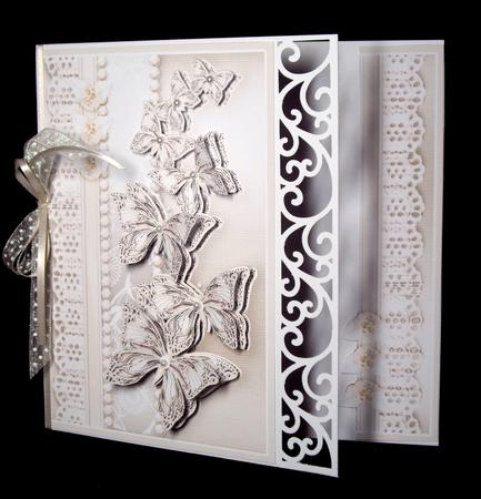Taupe Butterflies Pearls and Lace Decoupage by Dianne Jackson