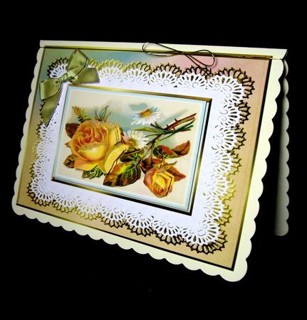 Classic Vintage Roses in Lace Frame by Dianne Jackson