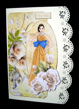 Lady in the Rose Garden Card Front with Topper by Dianne Jackson